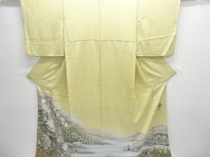 作家物　手描き友禅湖に群鶴模様色留袖